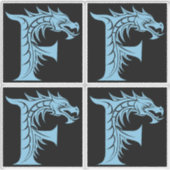 Dragon Styled Letter F, Dragon Alphabet, Monogram Sticker (Voorkant)