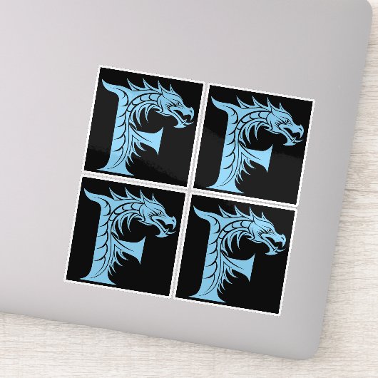 Dragon Styled Letter F, Dragon Alphabet, Monogram Sticker (Detail)