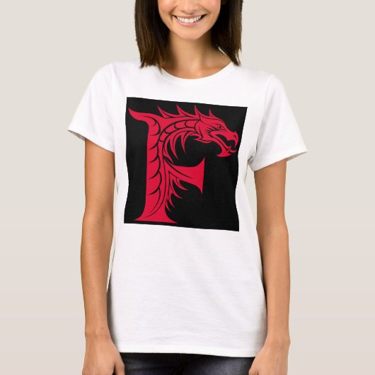 Dragon Styled Letter F, Dragon Alphabet, Monogram T-shirt (Voorkant)