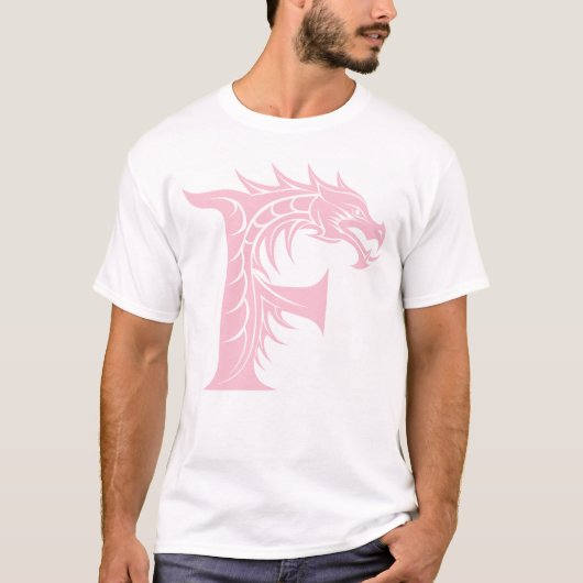 Dragon Styled Letter F, Dragon Alphabet, Monogram T-shirt (Voorkant)
