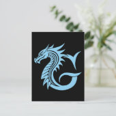 Dragon Styled Letter G, Dragon Alphabet, Monogram Briefkaart (Staand voorkant)