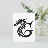 Dragon Styled Letter G, Dragon Alphabet, Monogram Briefkaart (Staand voorkant)