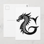 Dragon Styled Letter G, Dragon Alphabet, Monogram Briefkaart (Voorkant / Achterkant)