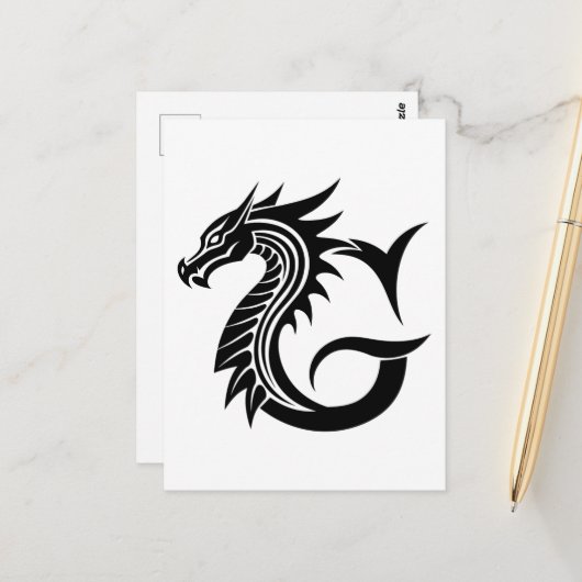 Dragon Styled Letter G, Dragon Alphabet, Monogram Briefkaart (Voorkant / Achterkant in situ)