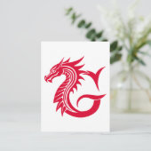 Dragon Styled Letter G, Dragon Alphabet, Monogram Briefkaart (Staand voorkant)