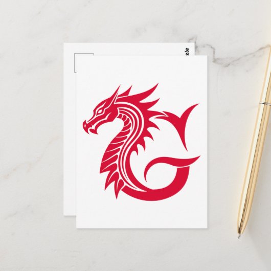 Dragon Styled Letter G, Dragon Alphabet, Monogram Briefkaart (Voorkant / Achterkant in situ)