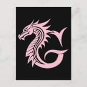 Dragon Styled Letter G, Dragon Alphabet, Monogram Briefkaart (Voorkant)