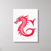 Dragon Styled Letter G, Dragon Alphabet, Monogram Canvas Afdruk (Voorkant)