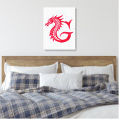Dragon Styled Letter G, Dragon Alphabet, Monogram Canvas Afdruk (Insitu (Slaapkamer))