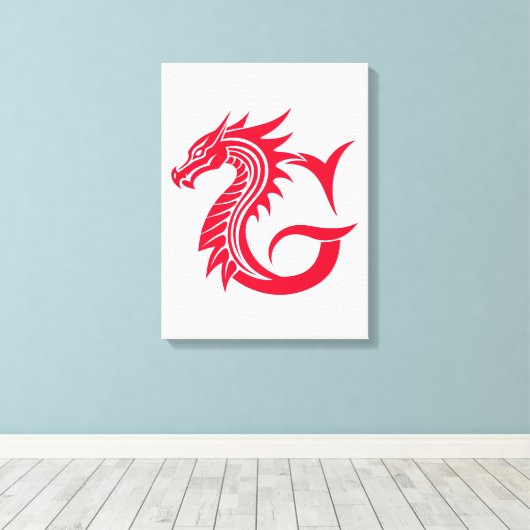 Dragon Styled Letter G, Dragon Alphabet, Monogram Canvas Afdruk (Insitu (Houten vloer))