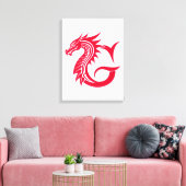 Dragon Styled Letter G, Dragon Alphabet, Monogram Canvas Afdruk (Insitu (Woonkamer))