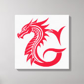 Dragon Styled Letter G, Dragon Alphabet, Monogram Canvas Afdruk (Voorkant)
