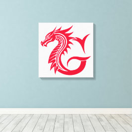 Dragon Styled Letter G, Dragon Alphabet, Monogram Canvas Afdruk
