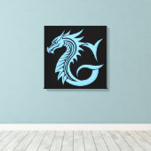 Dragon Styled Letter G, Dragon Alphabet, Monogram Canvas Afdruk (Insitu (Houten vloer))