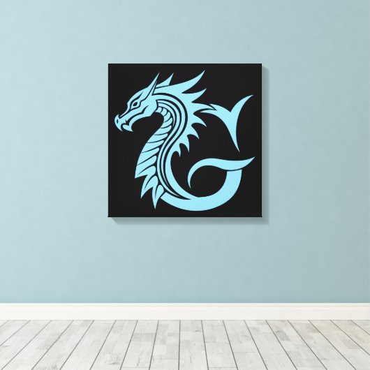 Dragon Styled Letter G, Dragon Alphabet, Monogram Canvas Afdruk (Insitu (Houten vloer))