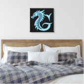 Dragon Styled Letter G, Dragon Alphabet, Monogram Canvas Afdruk (Insitu (Slaapkamer))