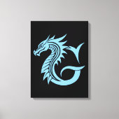 Dragon Styled Letter G, Dragon Alphabet, Monogram Canvas Afdruk (Voorkant)