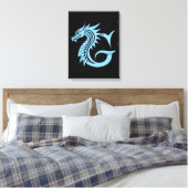 Dragon Styled Letter G, Dragon Alphabet, Monogram Canvas Afdruk (Insitu (Slaapkamer))