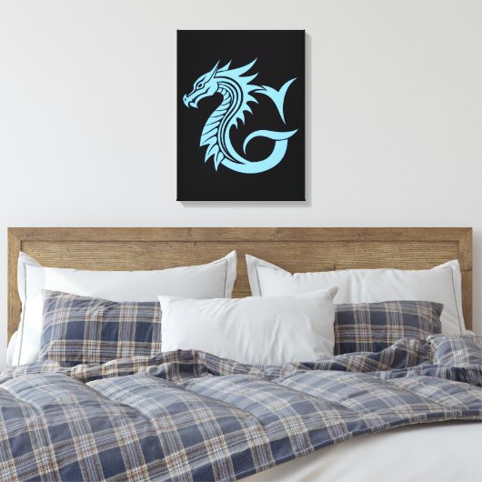 Dragon Styled Letter G, Dragon Alphabet, Monogram Canvas Afdruk (Insitu (Slaapkamer))