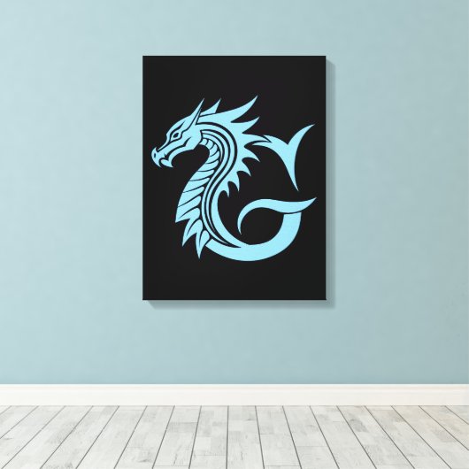 Dragon Styled Letter G, Dragon Alphabet, Monogram Canvas Afdruk (Insitu (Houten vloer))