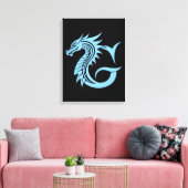Dragon Styled Letter G, Dragon Alphabet, Monogram Canvas Afdruk (Insitu (Woonkamer))