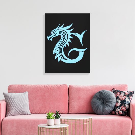 Dragon Styled Letter G, Dragon Alphabet, Monogram Canvas Afdruk (Insitu (Woonkamer))