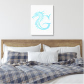 Dragon Styled Letter G, Dragon Alphabet, Monogram Canvas Afdruk (Insitu (Slaapkamer))