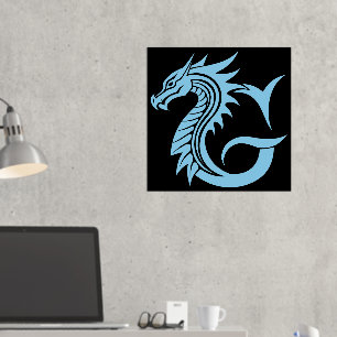 Dragon Styled Letter G, Dragon Alphabet, Monogram Folie Afdrukken