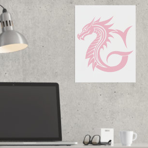 Dragon Styled Letter G, Dragon Alphabet, Monogram Folie Afdrukken