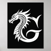 Dragon Styled Letter G, Dragon Alphabet, Monogram Folie Afdrukken (Voorkant)