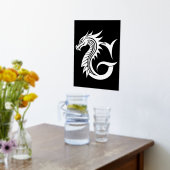 Dragon Styled Letter G, Dragon Alphabet, Monogram Folie Afdrukken (Laag (Keuken))