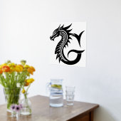 Dragon Styled Letter G, Dragon Alphabet, Monogram Folie Afdrukken (Laag (Keuken))