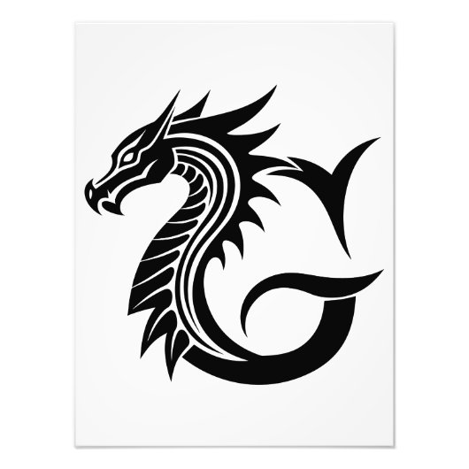 Dragon Styled Letter G, Dragon Alphabet, Monogram Foto Afdruk (Voorkant)