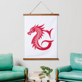 Dragon Styled Letter G, Dragon Alphabet, Monogram Hangend Wandkleed