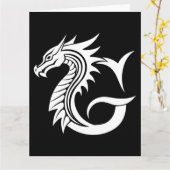 Dragon Styled Letter G, Dragon Alphabet, Monogram Kaart (Gele Bloem)