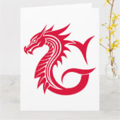 Dragon Styled Letter G, Dragon Alphabet, Monogram Kaart (Gele Bloem)