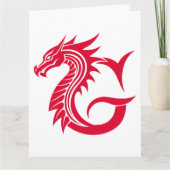 Dragon Styled Letter G, Dragon Alphabet, Monogram Kaart (Voorkant)
