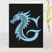 Dragon Styled Letter G, Dragon Alphabet, Monogram Kaart (Gele Bloem)