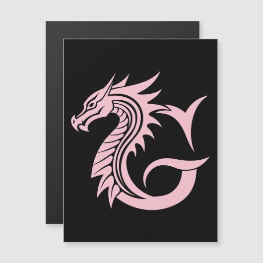 Dragon Styled Letter G, Dragon Alphabet, Monogram Magnetische Uitnodiging (Voorkant / Achterkant)