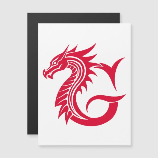 Dragon Styled Letter G, Dragon Alphabet, Monogram Magnetische Uitnodiging (Voorkant / Achterkant)