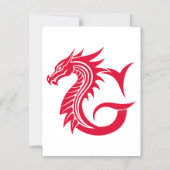 Dragon Styled Letter G, Dragon Alphabet, Monogram Magnetische Uitnodiging (Voorkant)