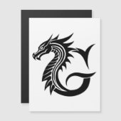 Dragon Styled Letter G, Dragon Alphabet, Monogram Magnetische Uitnodiging (Voorkant / Achterkant)