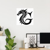 Dragon Styled Letter G, Dragon Alphabet, Monogram Poster (Thuiskantoor)