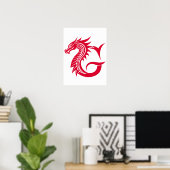 Dragon Styled Letter G, Dragon Alphabet, Monogram Poster (Thuiskantoor)