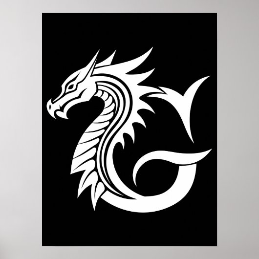 Dragon Styled Letter G, Dragon Alphabet, Monogram Poster (Voorkant)