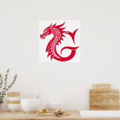 Dragon Styled Letter G, Dragon Alphabet, Monogram Poster (Keuken)