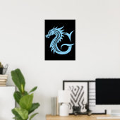 Dragon Styled Letter G, Dragon Alphabet, Monogram Poster (Thuiskantoor)