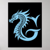 Dragon Styled Letter G, Dragon Alphabet, Monogram Poster (Voorkant)