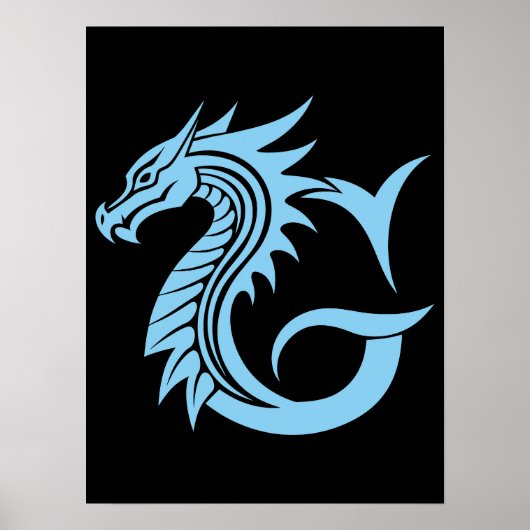 Dragon Styled Letter G, Dragon Alphabet, Monogram Poster (Voorkant)