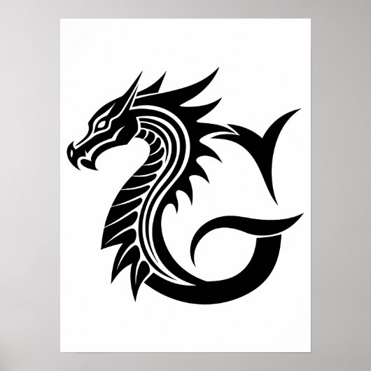 Dragon Styled Letter G, Dragon Alphabet, Monogram Poster (Voorkant)